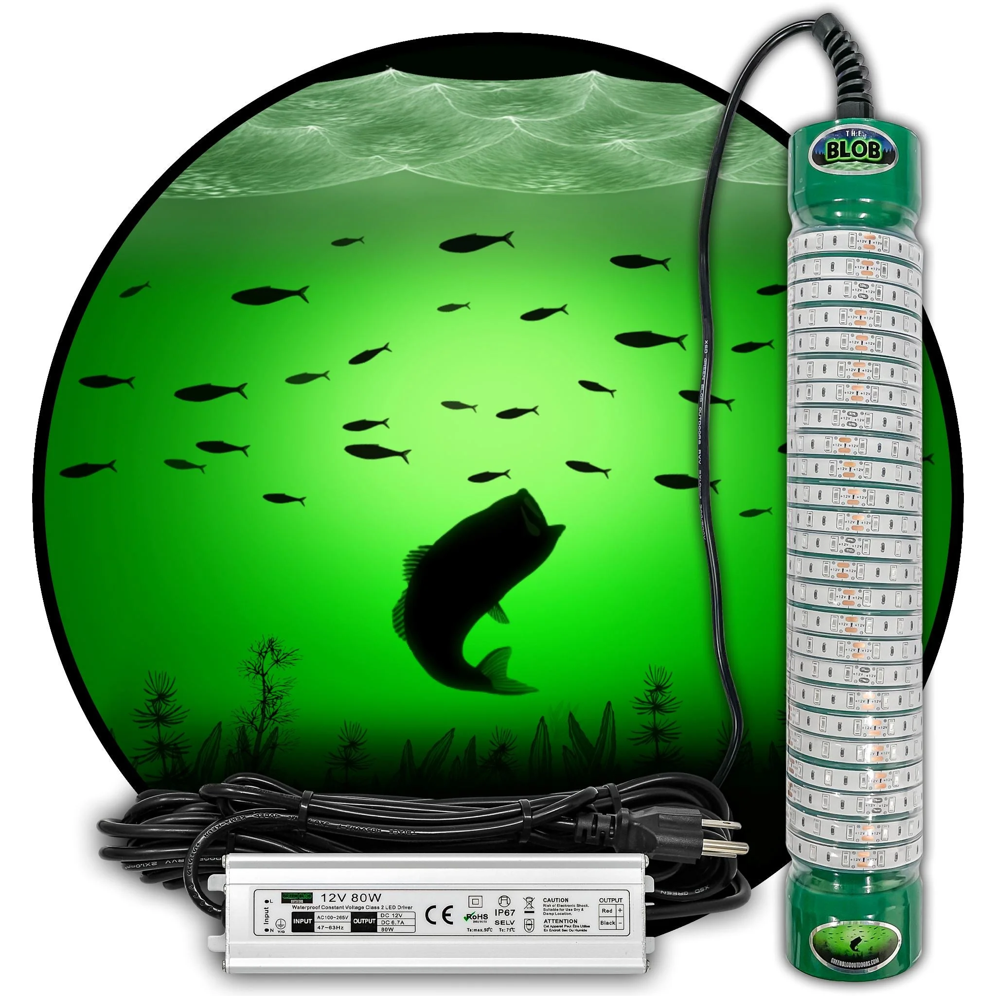 Dock 15,000 Lumens Green Blob Underwater Fishing Light