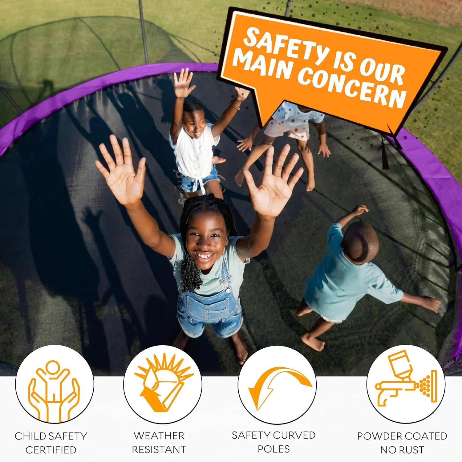 JUMPZYLLA Trampoline 8FT 10FT 12FT 14FT 15FT 16FT Trampoline with Enclosure - Recreational Trampolines with Ladder and AntiRust Coating, ASTM Approval Outdoor Trampoline for Kids