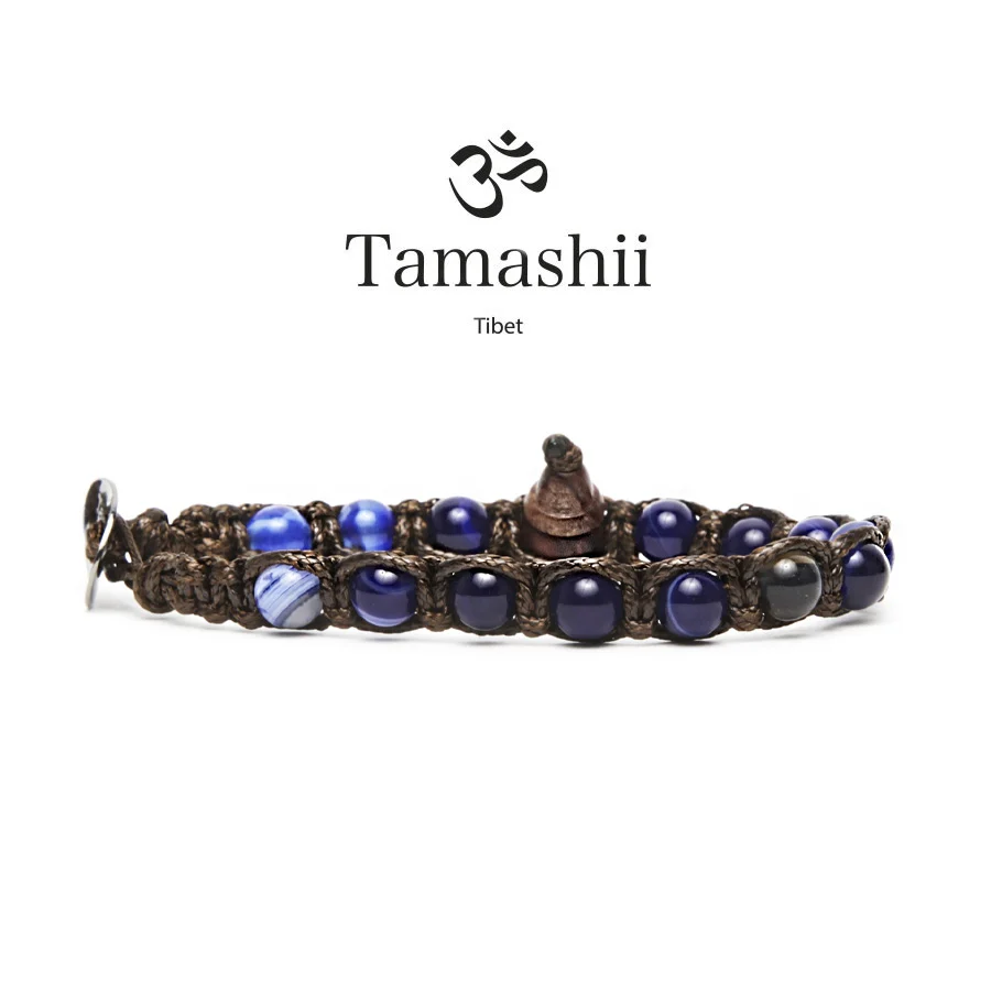 Bracciale mini Tamashii in agata blu scuro striata BHS601-216
