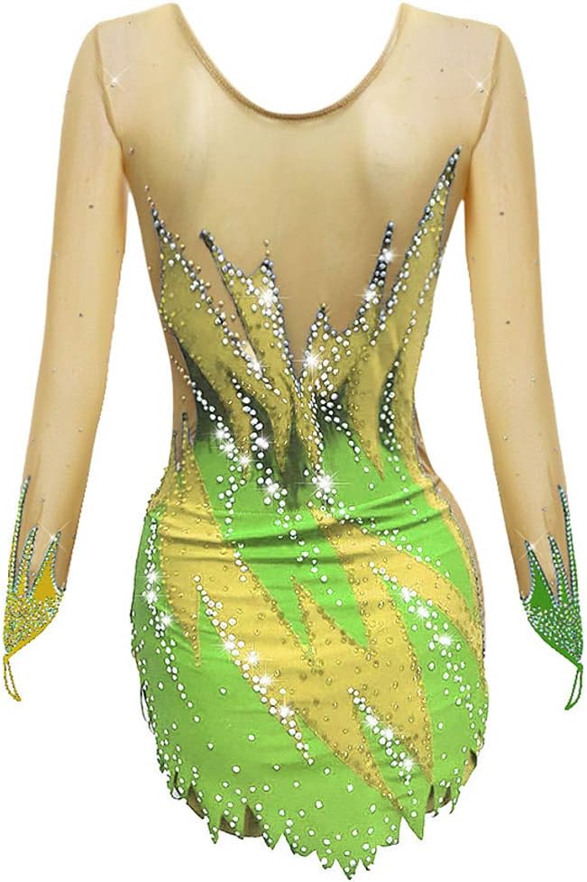 C, 15/16 Damen Rhythmische Gymnastikanzug Eislauf, Wettkampfkleidung, Flash-Diamant, Winter, Outdoor-Sport-Outfit, C, 15/16