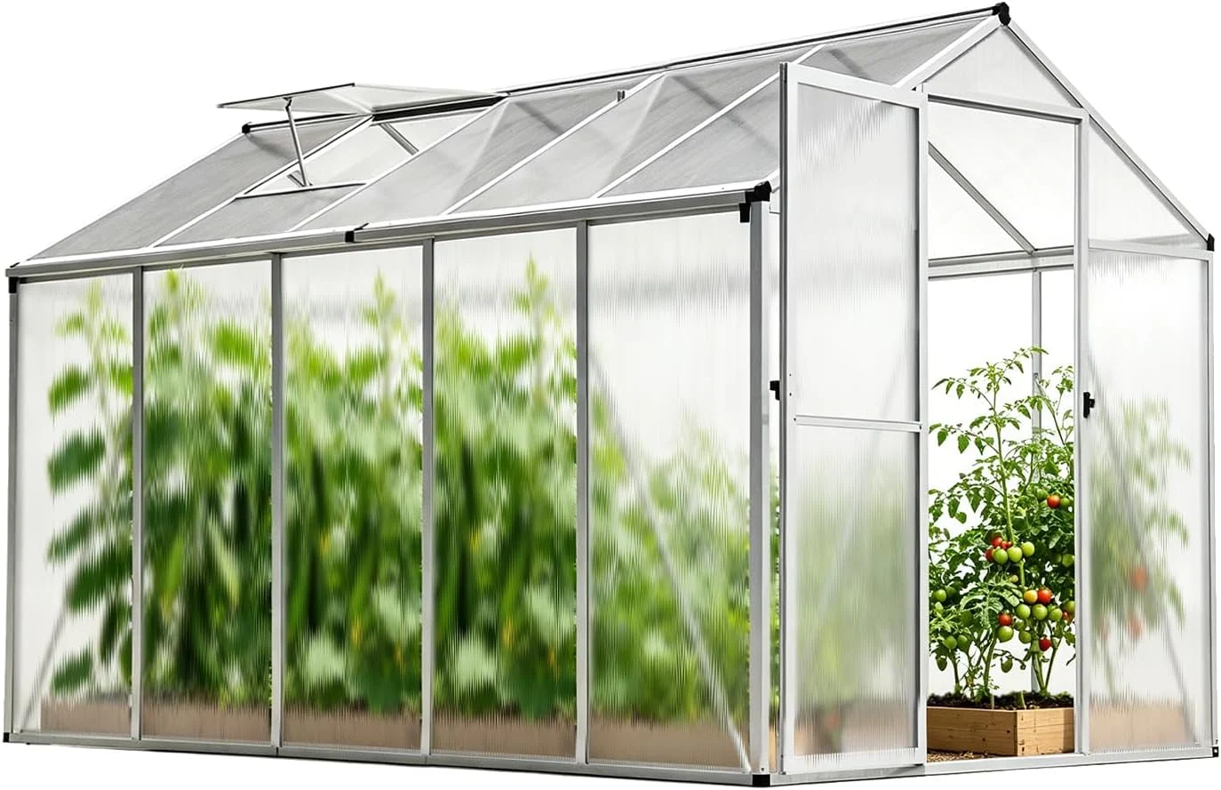 Gewächshaus Aluminium für den Garten | 177*300*193 cm | Vielseitig nutzbar als Treibhaus Gartenhaus Winterfest Aufzucht Tomatenhaus Frühbeet