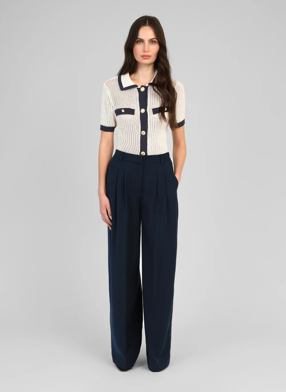 Short Sleeve Polo Neck Cardigan �� An'ge
