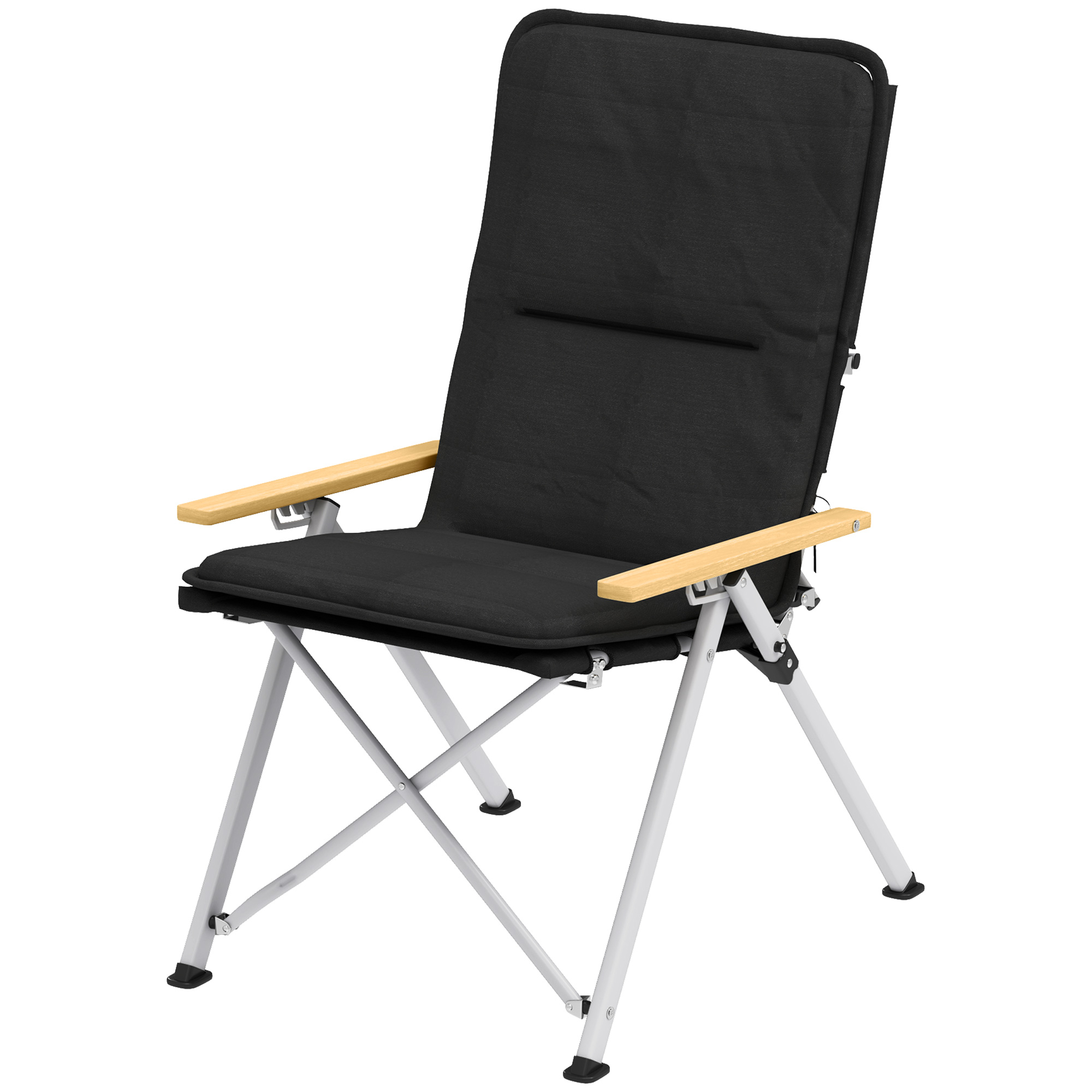 Outsunny Campingstuhl Angeln Klappstuhl, hohe Rückenlehne, abnehmbares Kissen und Transporttasche, 59x67x96cm, schwarz