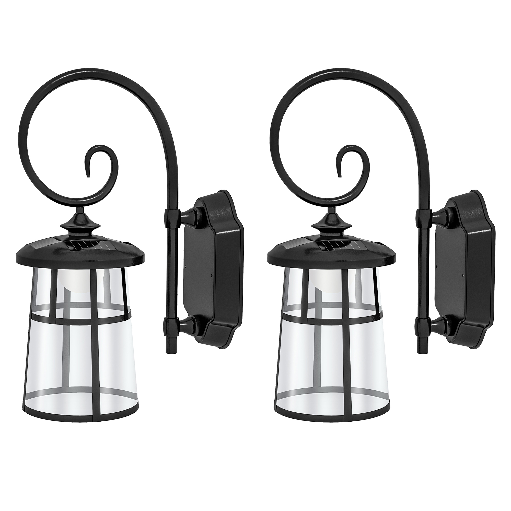 Outsunny Set mit 2 Solar-LED-Wandlampen für den Außenbereich IP44 16,5x25,5x41 cm Schwarz