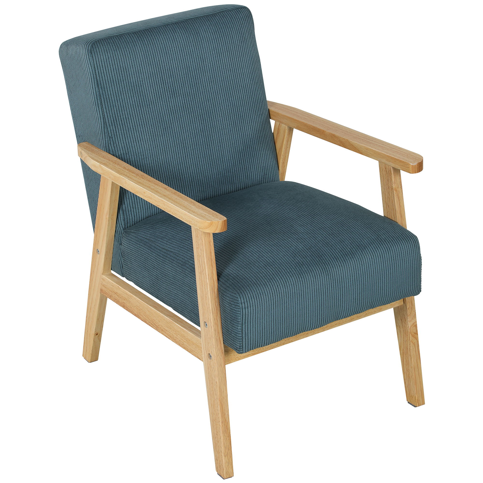 HOMCOM Loungesessel Einzelsessel modernes Design des mittleren Jahrhunderts Samt Cord 59 x 67 x 79,5 cm blau