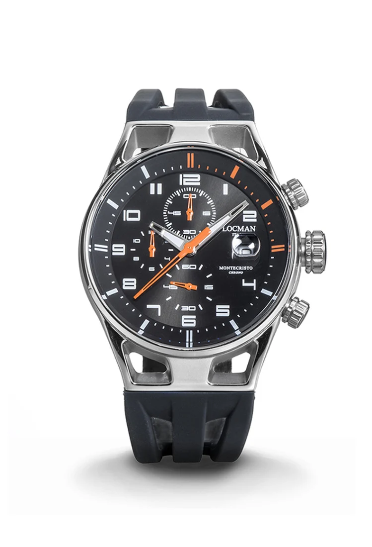 Locman Montecristo Chrono 41mm nero e arancio silicone 0542A01S-00BKORSK