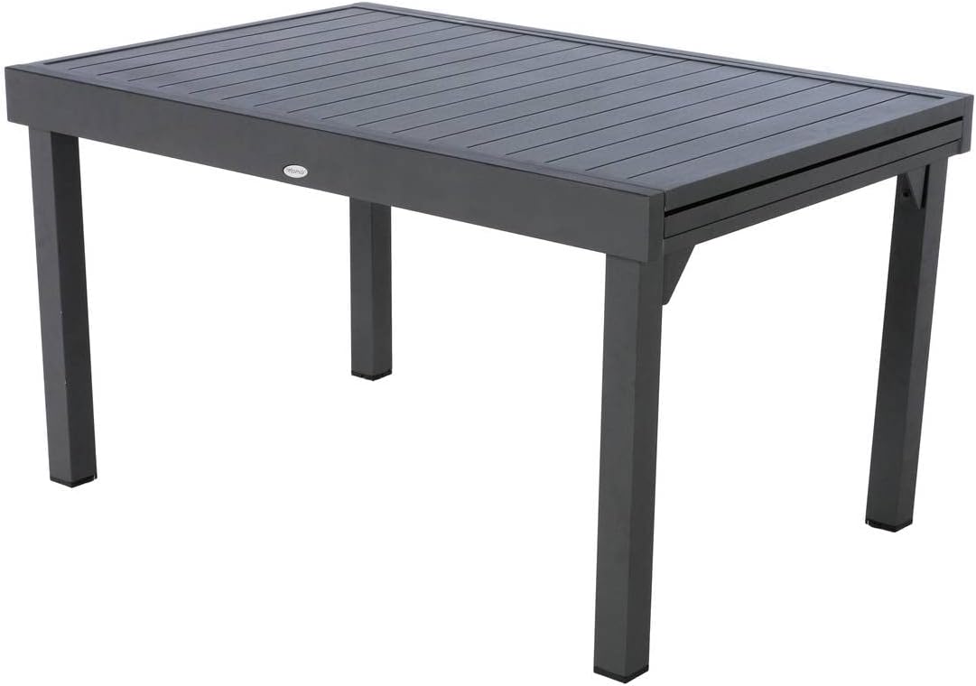 HESPERIDE HES-139779 Extendible Table Alu Square 6/10 Places Graphite, Metal, Grey, Large