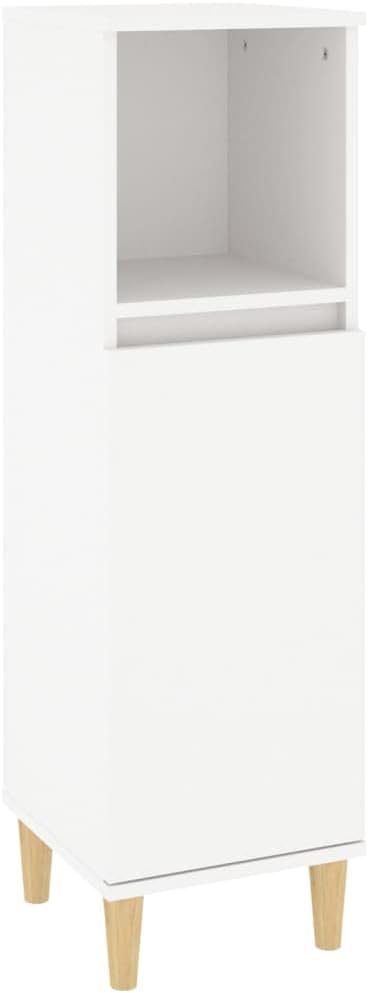 vidaXL Badmöbel Set 3-TLG., Badschrank Holzbeine, Badezimmer Unterschrank Hochschrank Midischrank, Badezimmermöbel, Weiß Holzwerkstoff