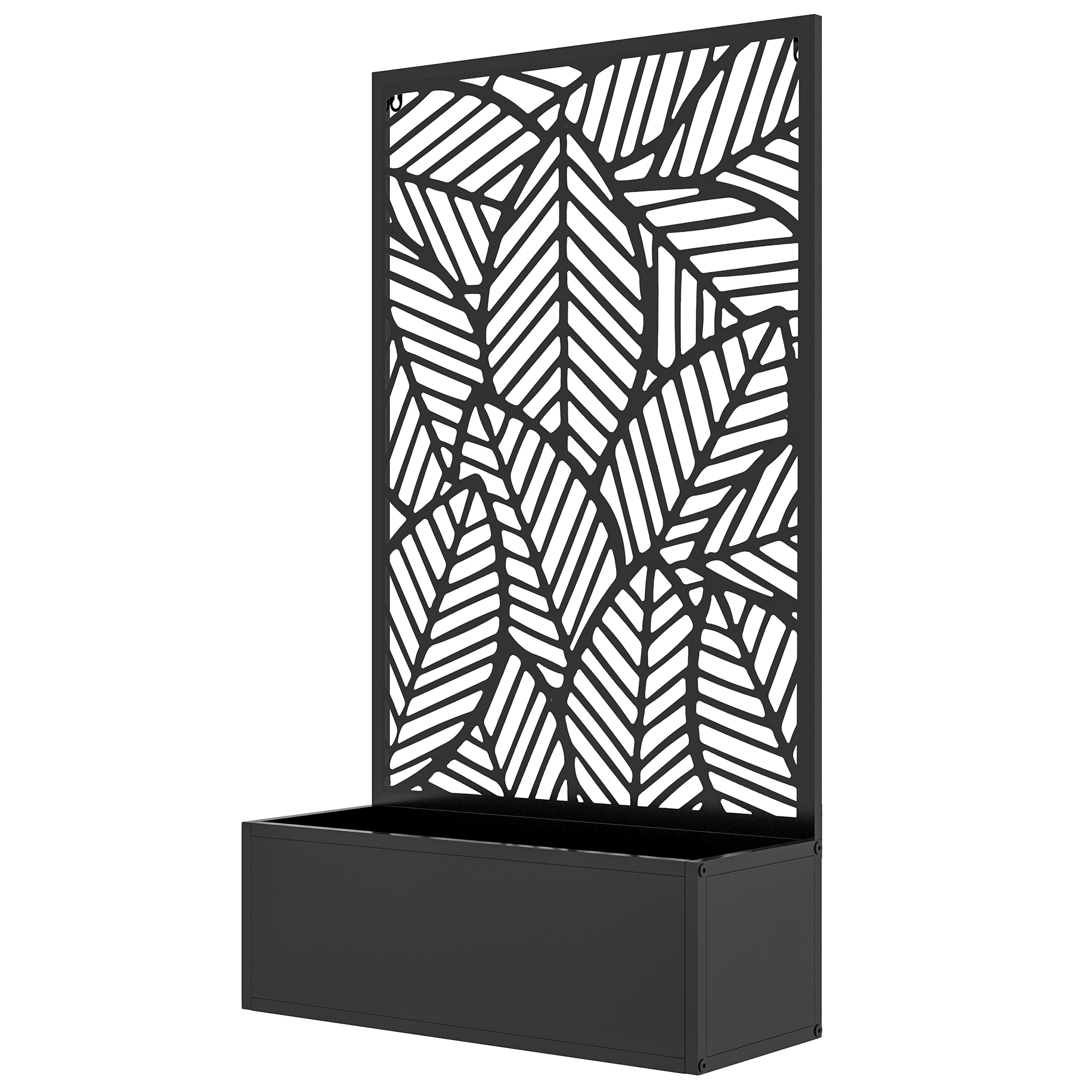Outsunny Sichtschutz mit Blumenbeet, Außen-Paravent, Trennwand mit Blumenkübel, Metall, Schwarz