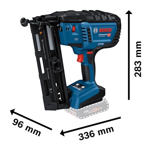 Bosch Professional 18V System Chiod. legno a batteria GNH 18V 64 2 (mod. azion. singola, idonea per chiodi: 32 64 mm, 16 ga (1,6 mm) e angolo di inclinazione di 20°, senza batterie e caricabatteria) : Amazon.it: Fai da te