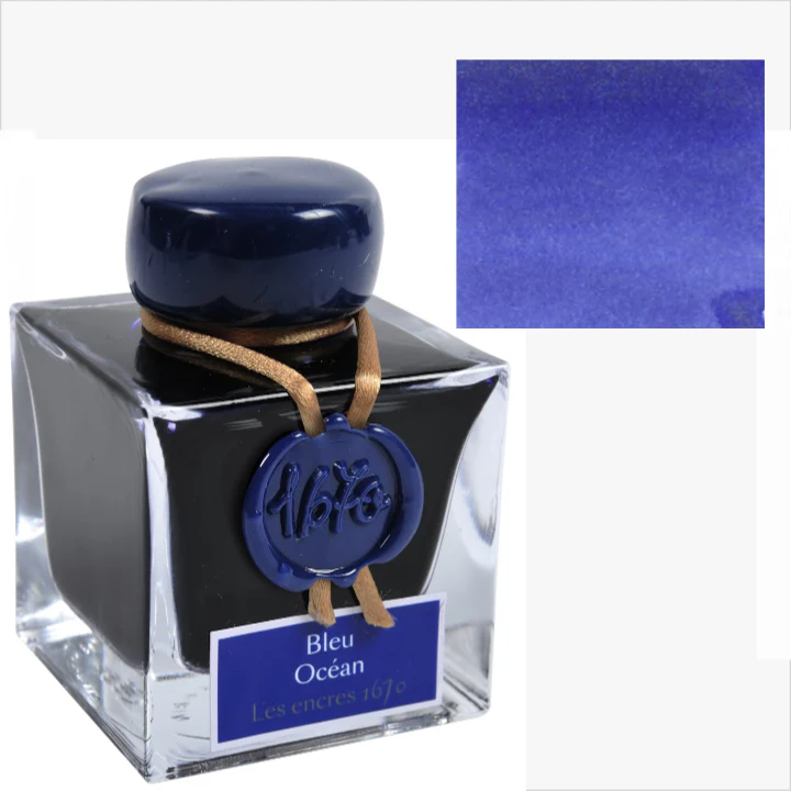 J. Herbin 1670 Ink with Gold Shimmer - Bleu Ocean (Ocean Blue)