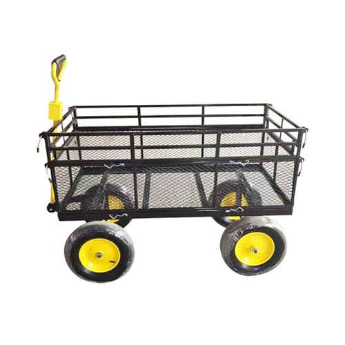 Carrello Da Giardino In Acciaio, Grande Capacità per Impieghi Gravosi con Sponde Rimovibili, Carrello Portattrezzi con Pneumatici E Maniglia Girevole A 180°. Carrello A Rete A Due Piani per L'azienda : Amazon.it: Giardino e giardinaggio