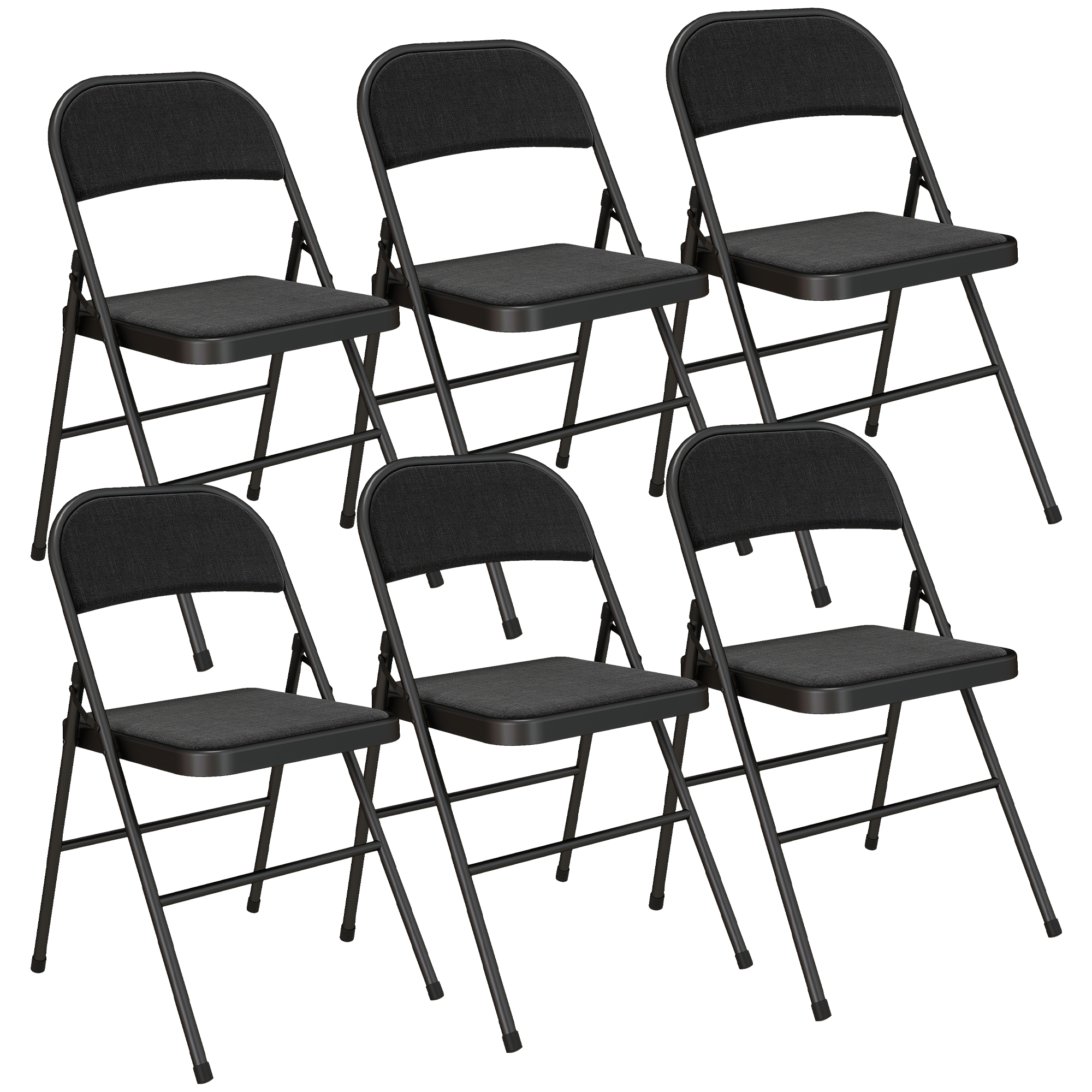 HOMCOM Set mit 6 Klappstühlen tragbare Esszimmerstühle Stahlrahmen 45 x 46 x 78 cm Schwarz