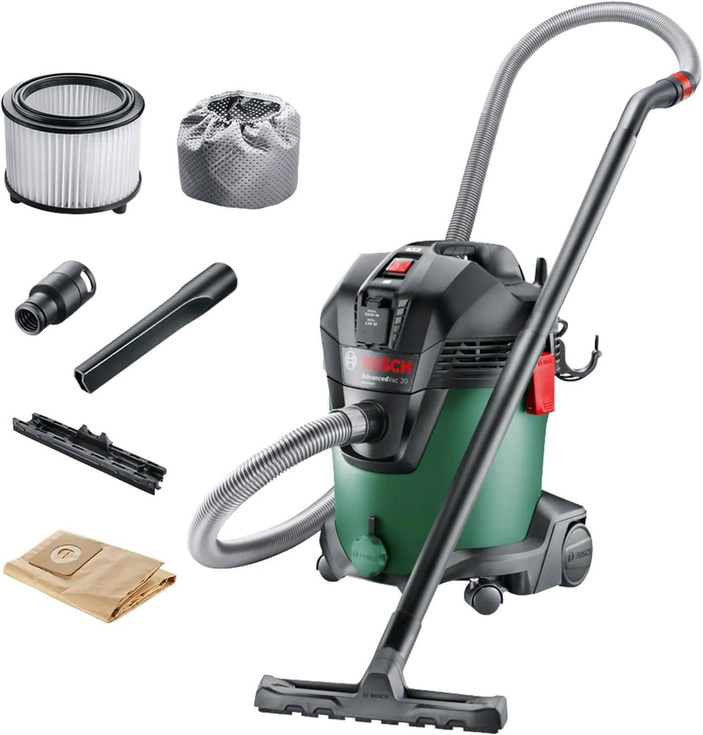 Bosch Nat- en droogzuiger AdvancedVac 20 (1200 watt, 20 liter inhoud, in doos)