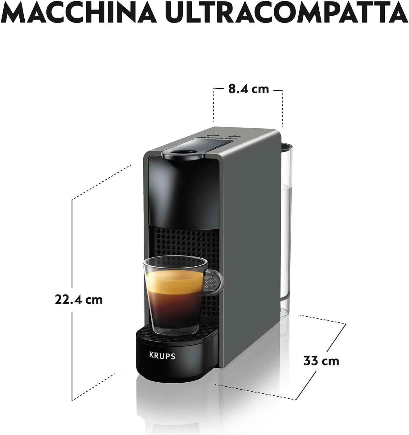 Krups Nespresso Essenza Mini XN1101, Coffee Machine, Nespresso Capsule System, Water Tank 0.6L, White