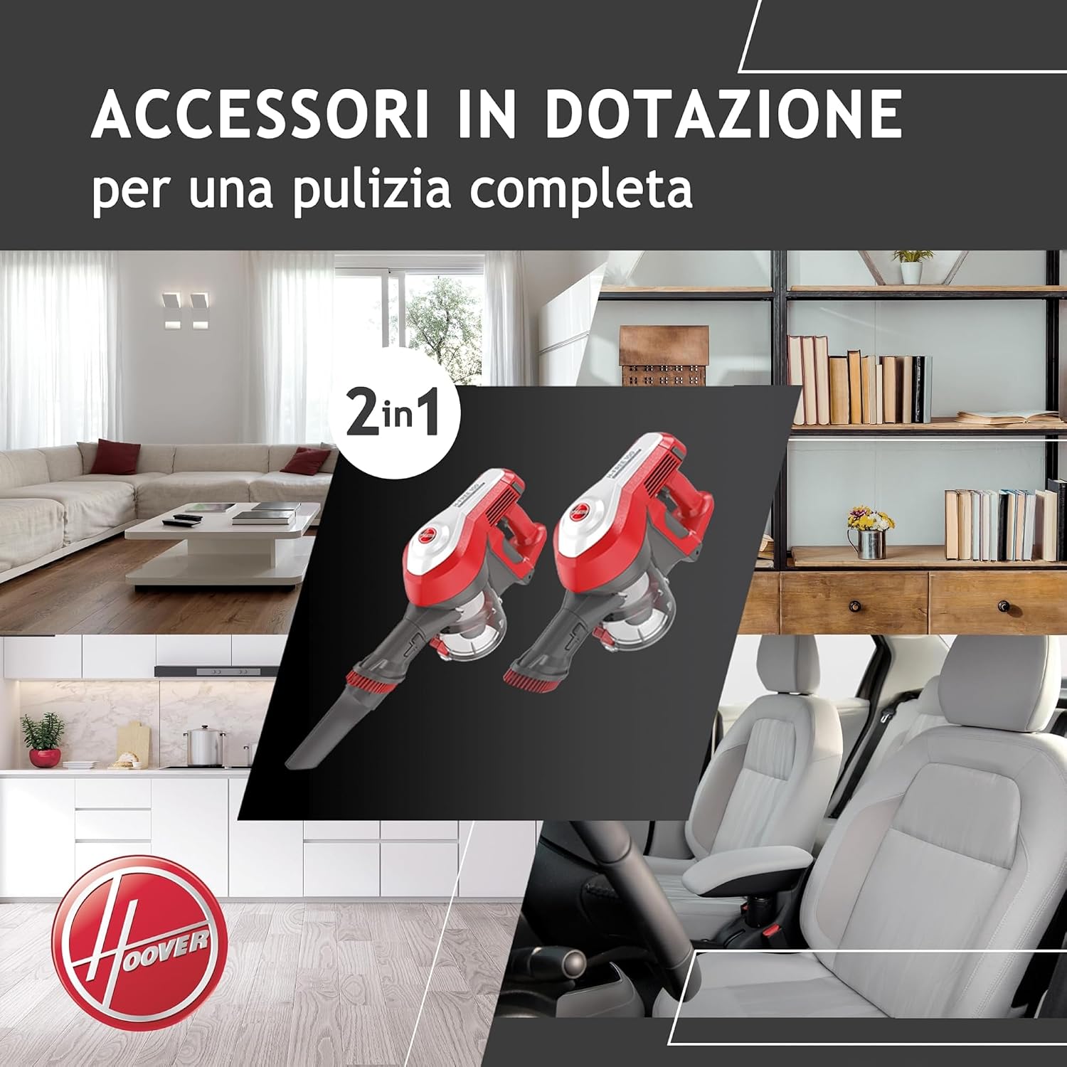 Hoover H-FREE 100 HF122RH 011 Scopa Elettrica Senza Fili, Senza Sacco, Ciclonico, Batteria 22V, Autonomia 40 Min, Grigio