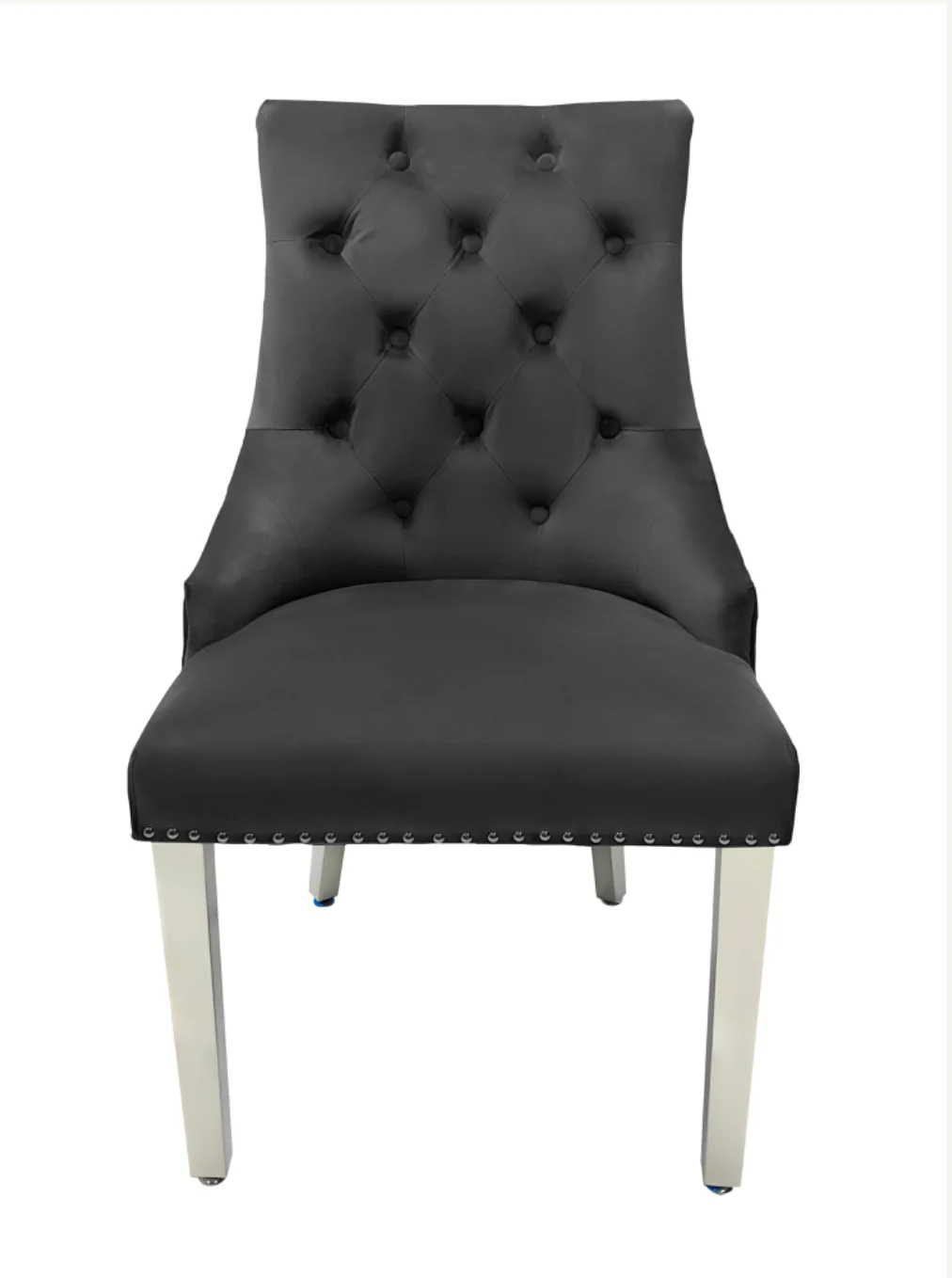 Pair of 2 Majestic Dark Grey Lion Knocker Chairs – Luxury Velvet Dining Chairs
