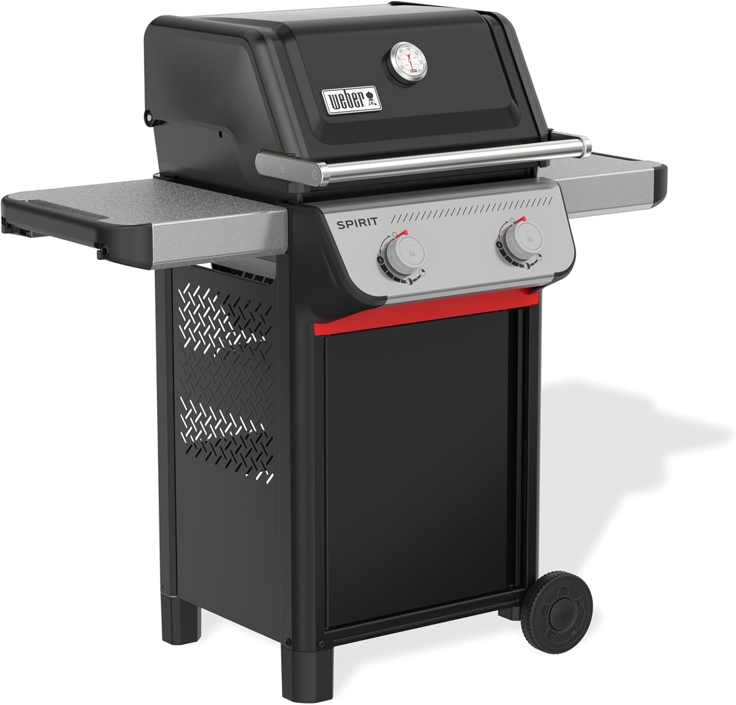 Weber Spirit E-210 Gasgrill, 2 Brenner, 51 x 46 cm Grillfläche, Warmhalterost, Deckelthermometer, 2 Räder - Schwarz/Silber (1500833)