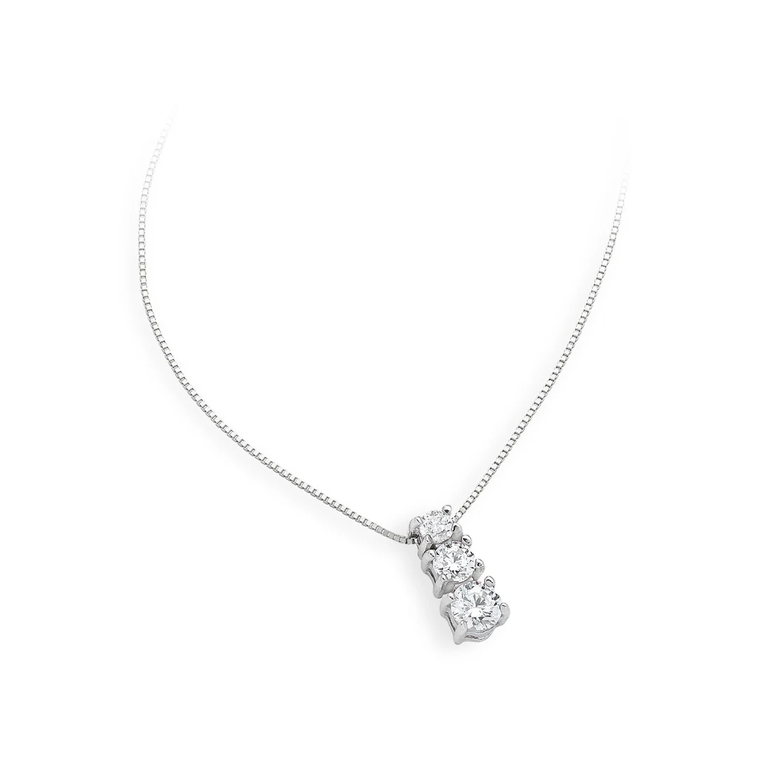 Collana Ambrosia Gioielli trilogy oro bianco e zirconi AGZ 253