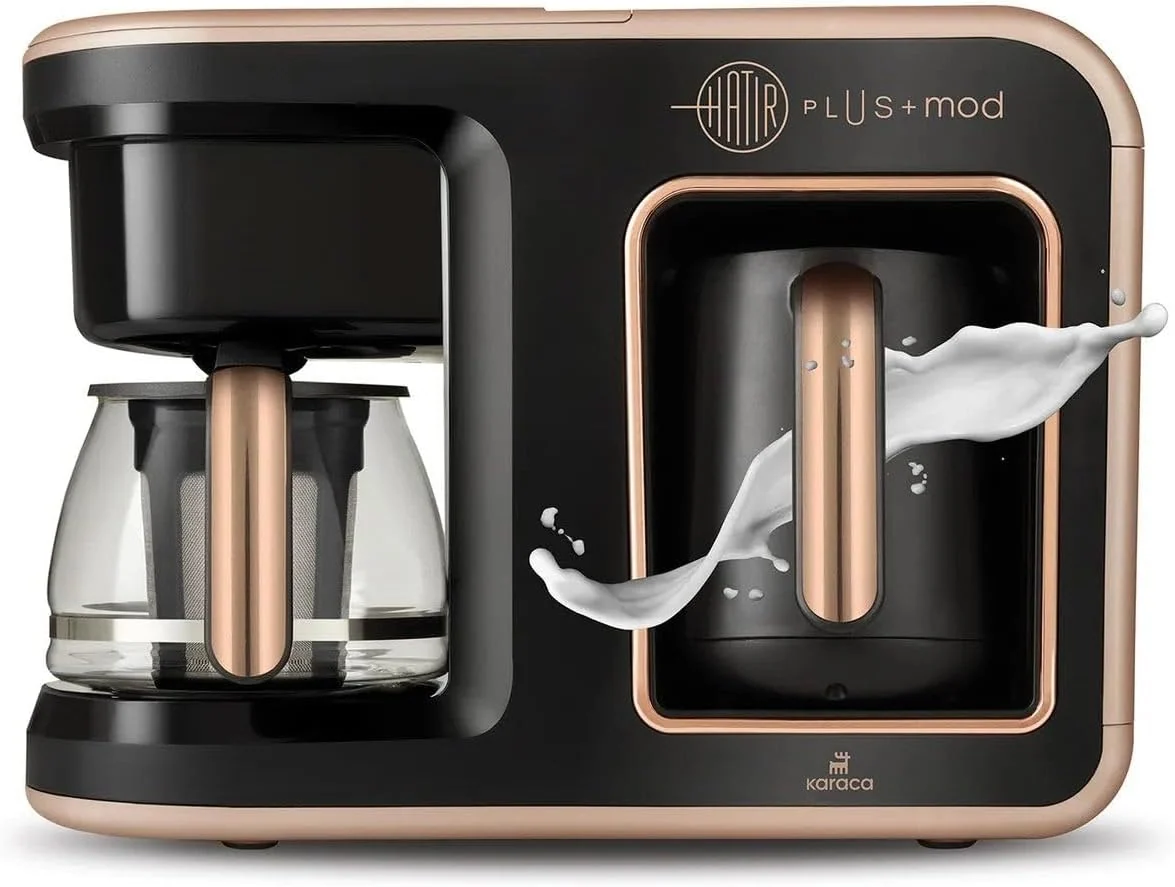 KARACA Hatır Plus Mod 5-in-1 Türkische Kaffeemaschine und Filterkaffeemaschine, 0,75L Kapazität, Bereitet 5 Tassen Türkischen Kaffee mit Milch zu