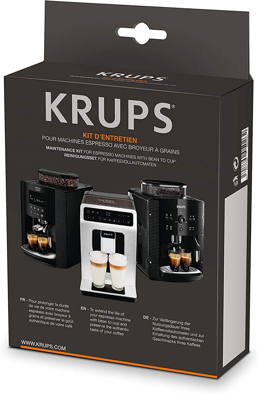 Krups Essential Kaffeevollautomat mit Milchschlauch, 2-Tassen-Funktion, LCD-Display, Einfache Reinigung, Kaffeemaschine, TÜV-Siegel, Schwarz, EA816031
