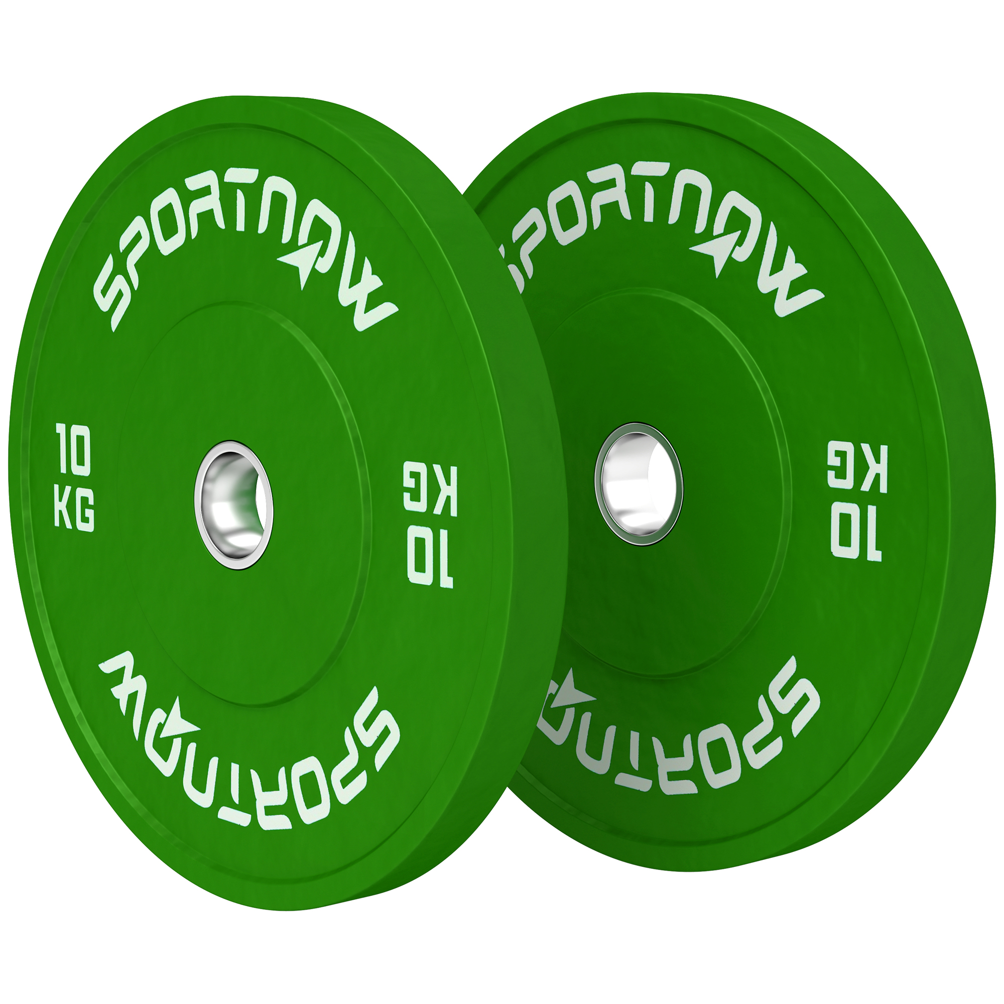 SPORTNOW Set 2 Gewichtsscheiben 10 kg aus Gummi mit 2"/5 cm Loch für Kurzhanteln und Hantelstangen, Grün