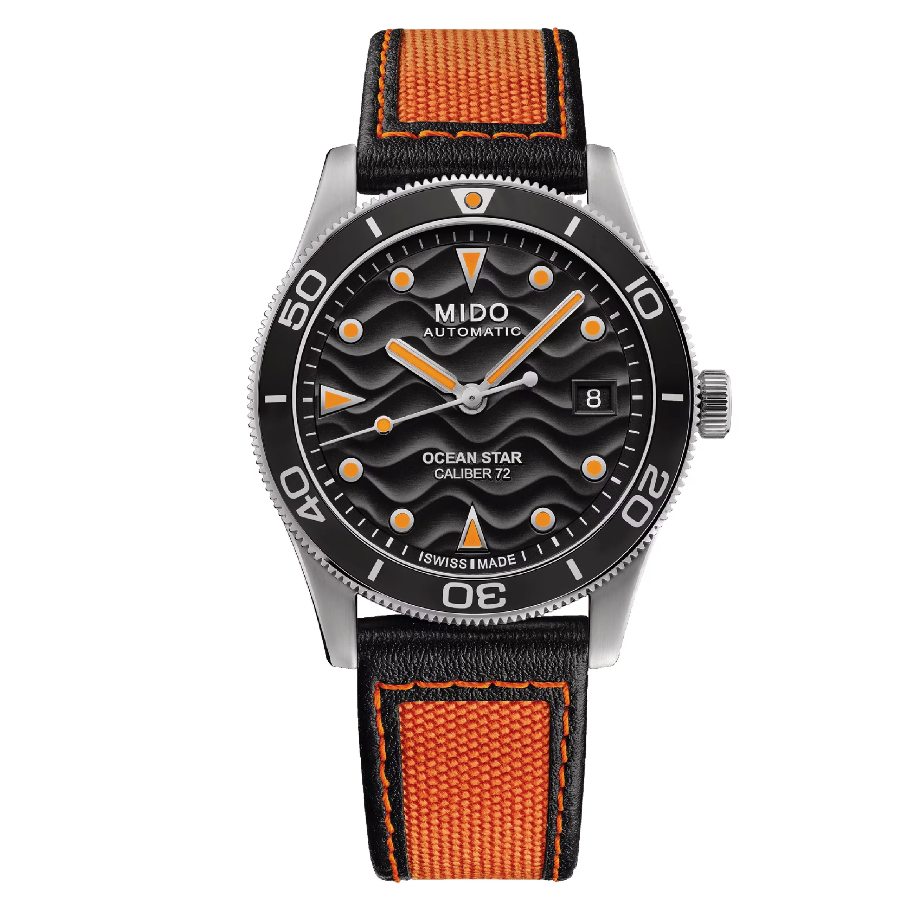 Orologio Mido Ocean Star 39mm quadrante nero indici arancioni