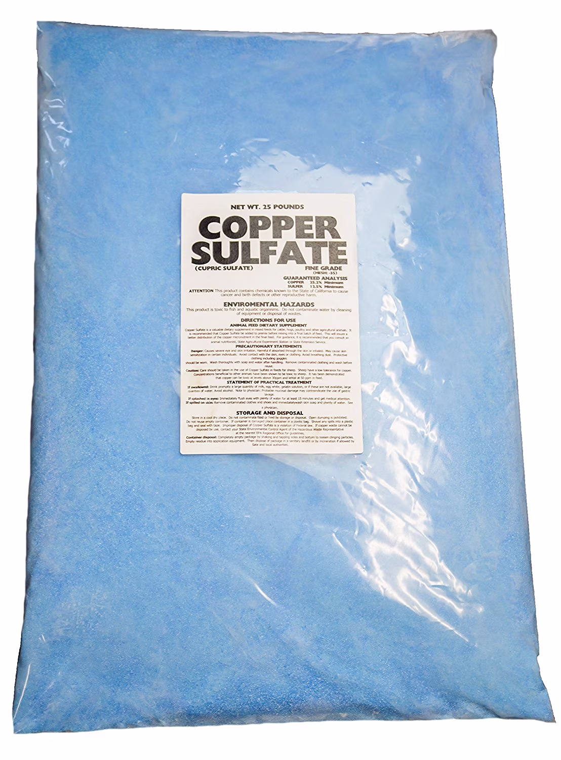 Copper Sulfate Fine Crystals - 25Lb bag