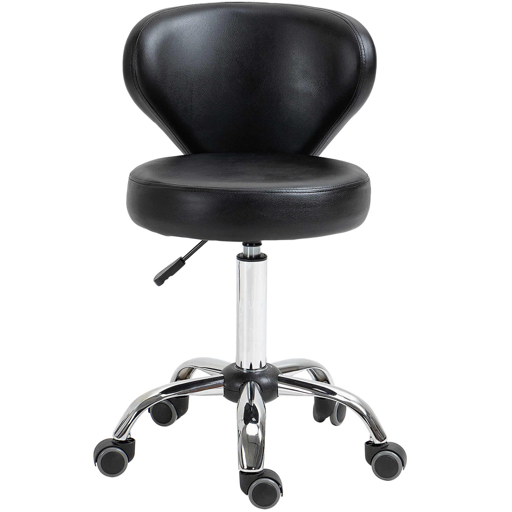 HOMCOM Salonhocker in Lederoptik, höhenverstellbar, bis 120 kg, Stahlgestell, Schwarz