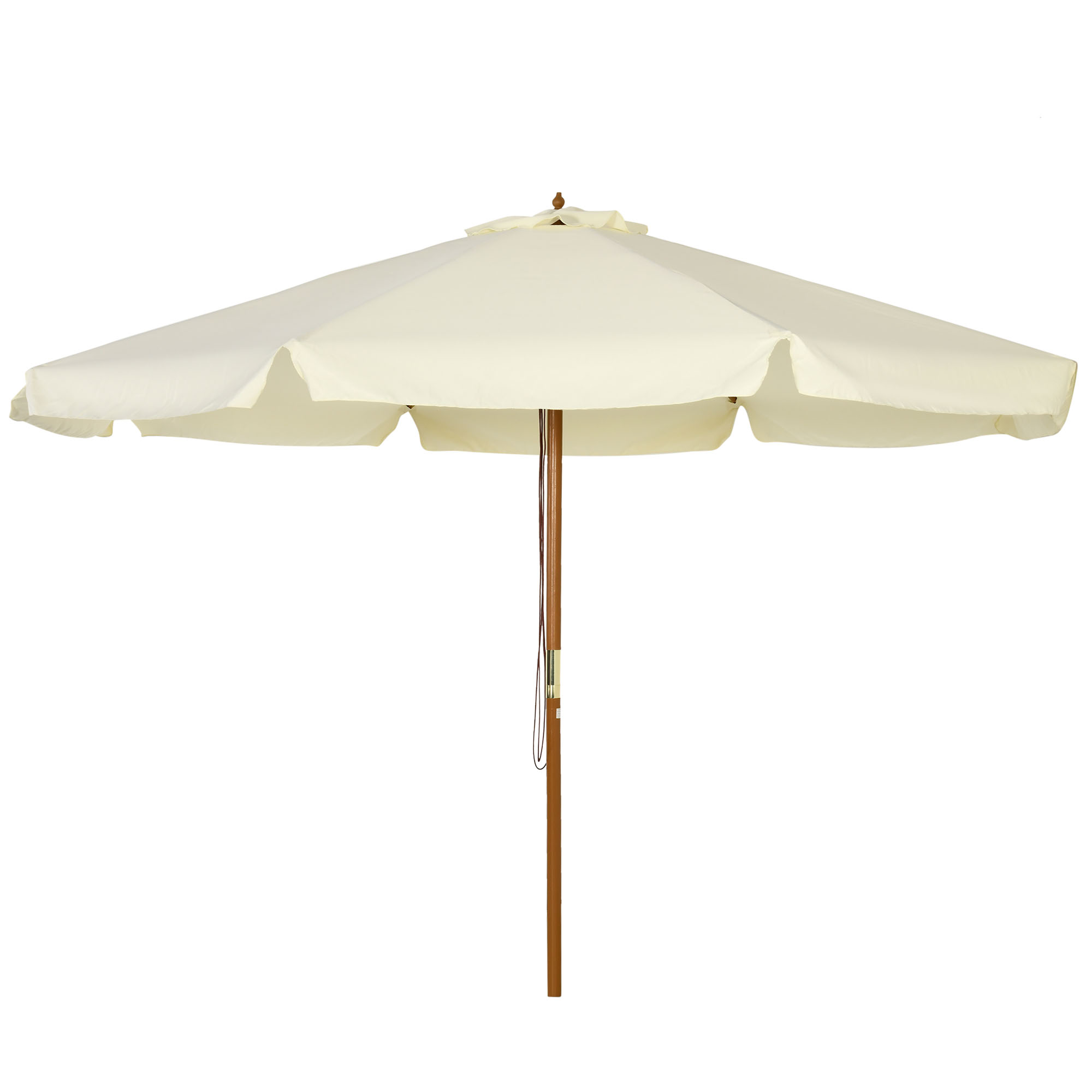 Outsunny Parasol Sonnenschirm rund groß Ø 3 m Bambusholz beige für den Garten