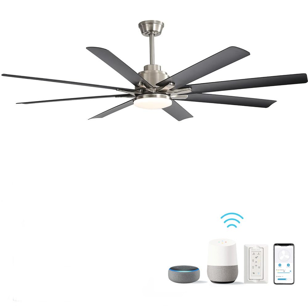 Deckenventilator mit Beleuchtung, Fernbedienung und App,168 cm (66 Zoll)
