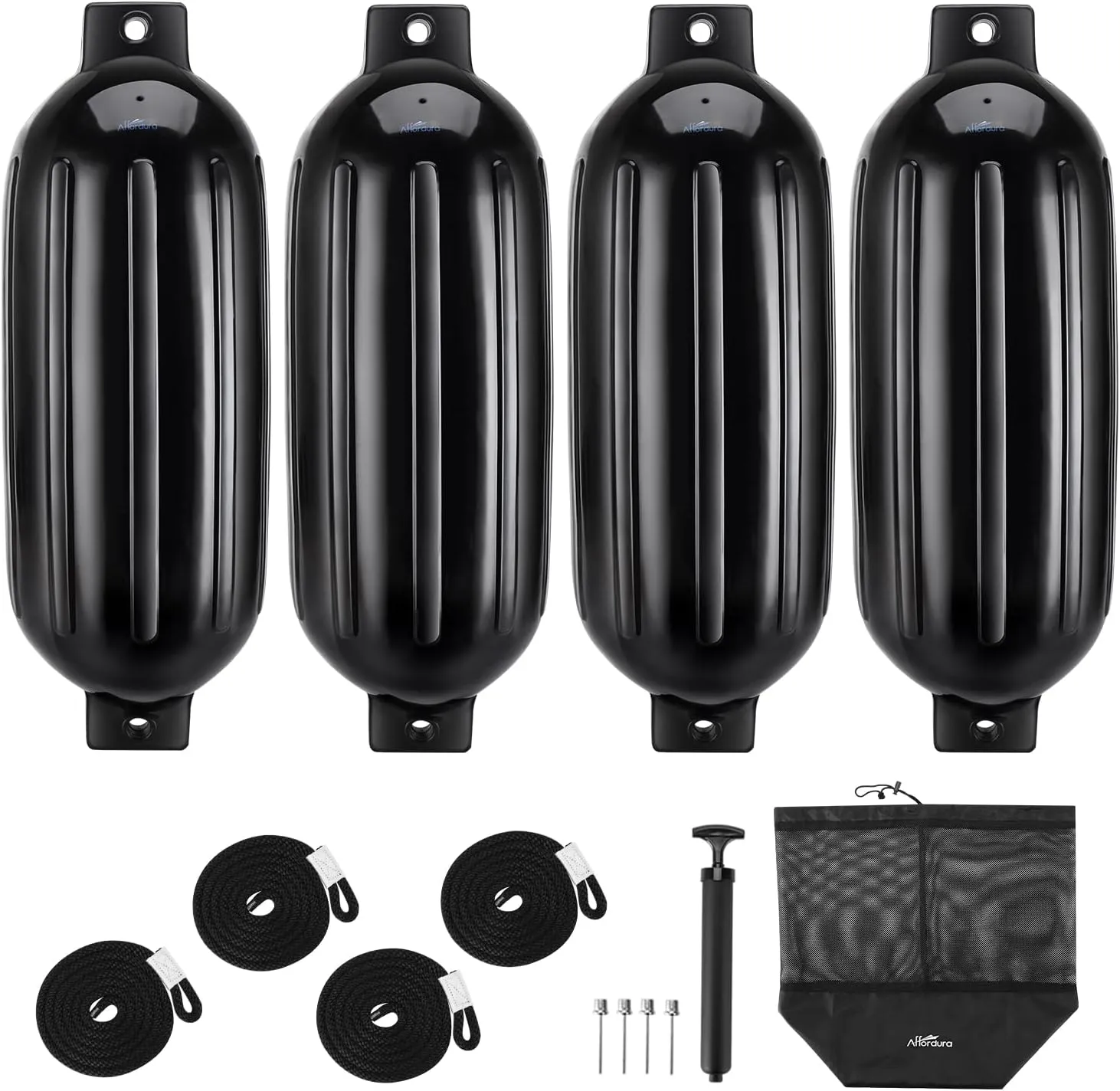 Affordura Boat Fender 4 Pack Boat Bumpers Fenders with 4 Ropes, Boat Bumpers for Pontoon