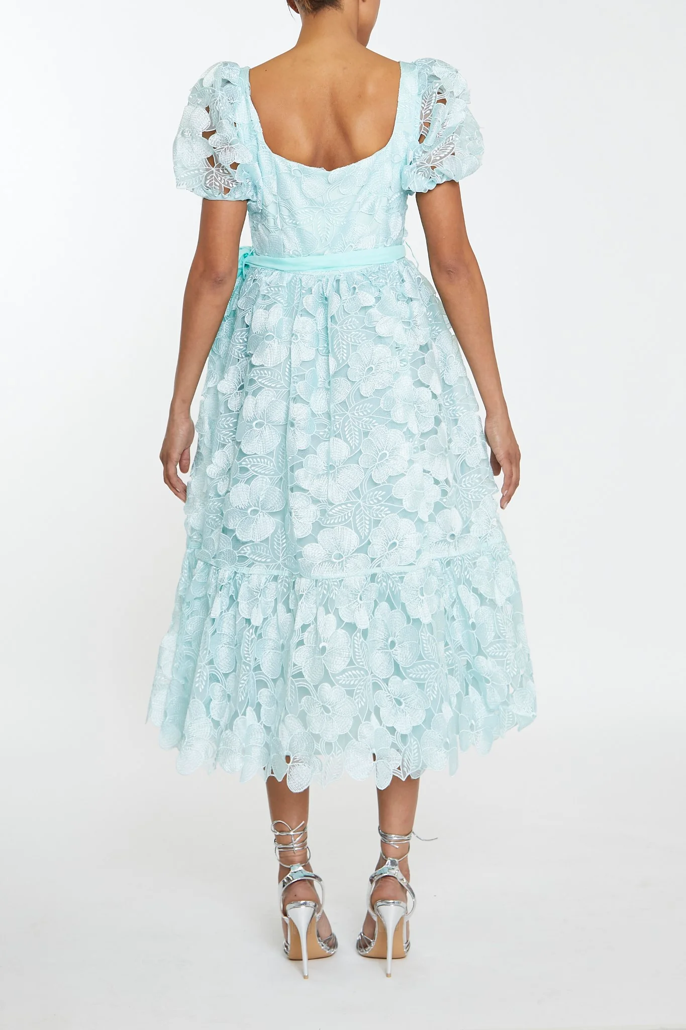 Alice Aqua Organza Peplum Midaxi Dress