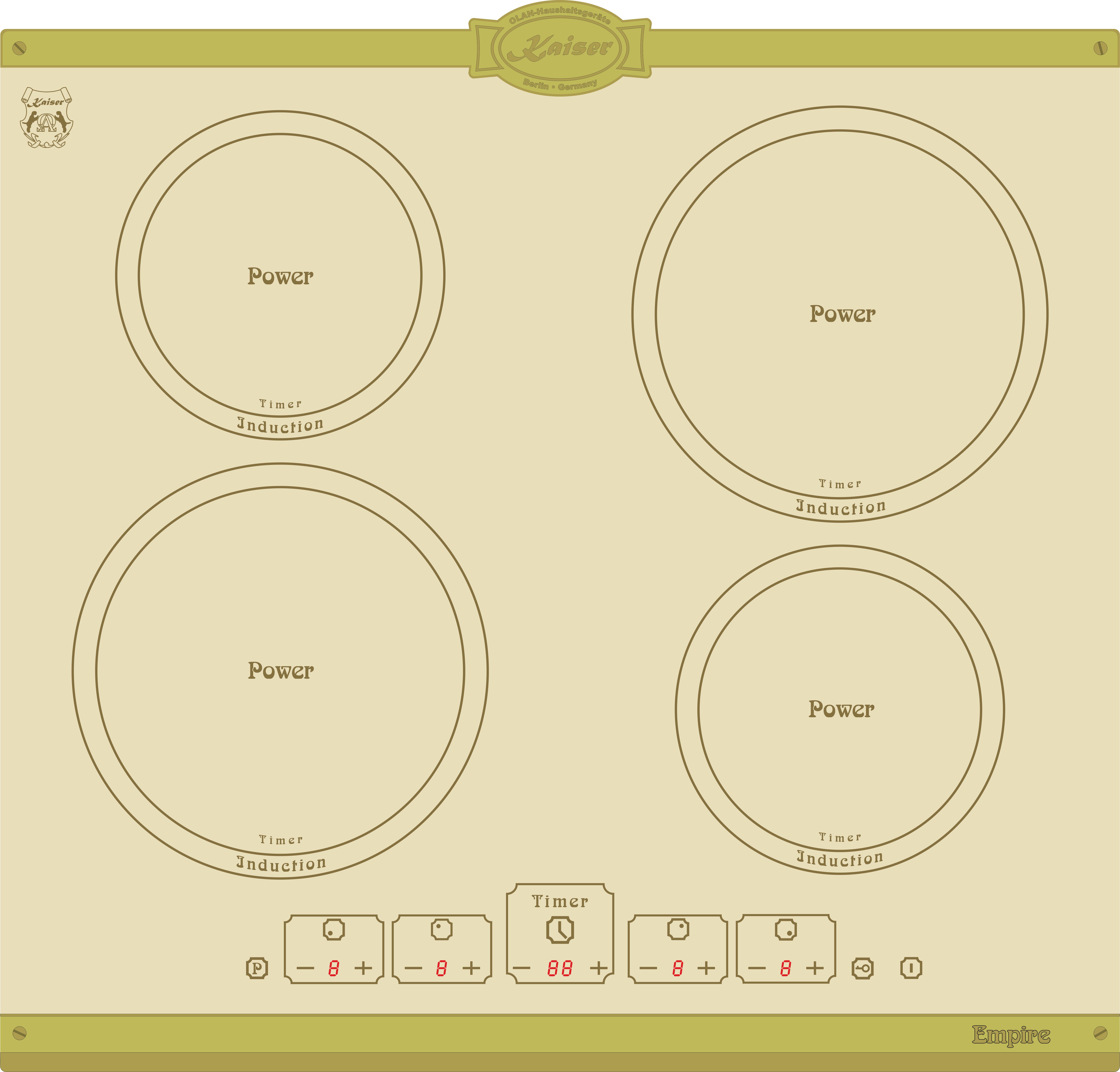 Induktions-Kochfeld Kaiser Empire Kochfeld Induktion KCT 6195 IElfEm Induktionskochfeld 60 cm Autark, 4 Induktions-Kochzonen mit Power-Funktion (Booster), Touch control, Timer