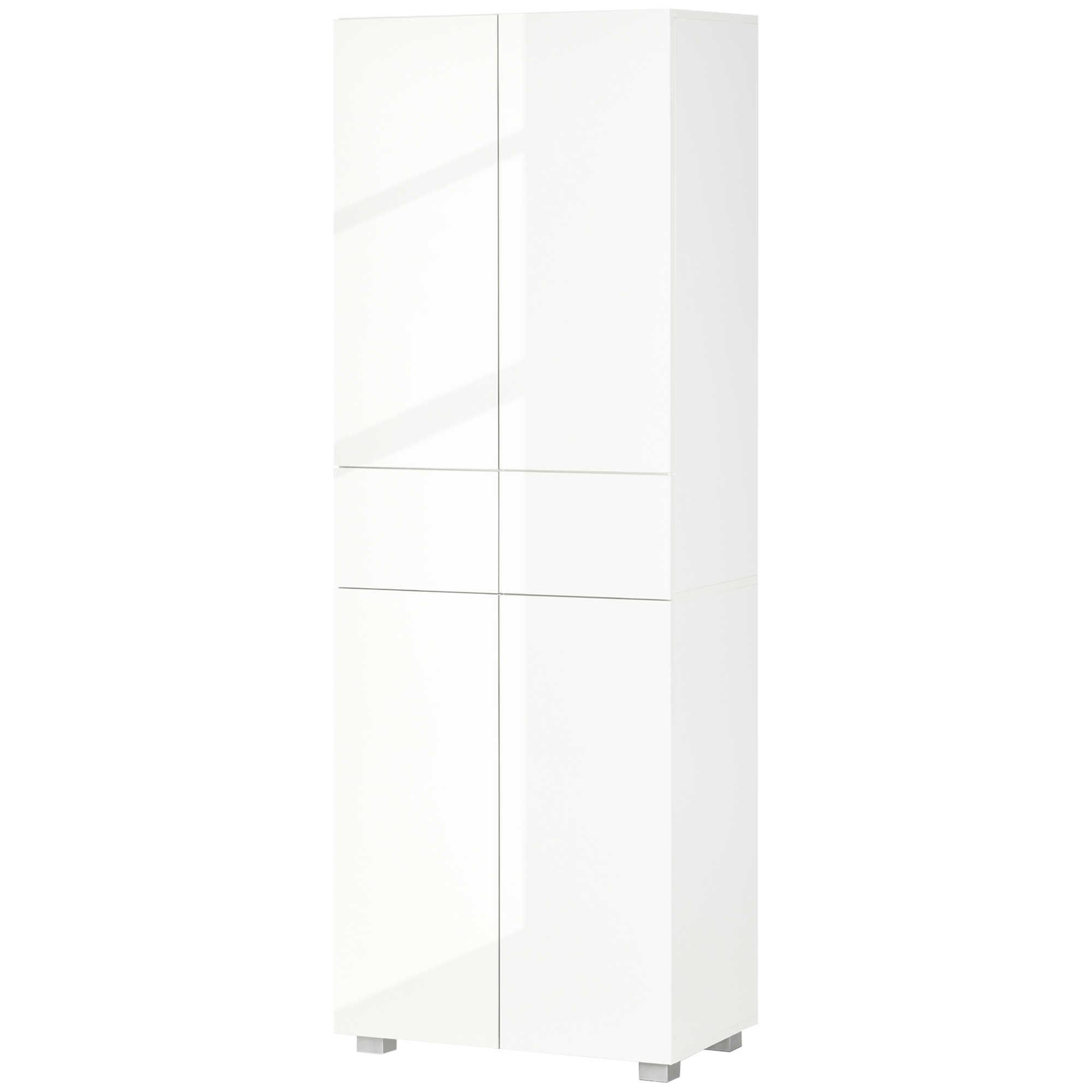 HOMCOM Küchenschrank Aufbewahrungsschrank Buffet 4 Türen mit verstellbaren Regalen - Maße 60B x 35T x 170H cm Lackweiß