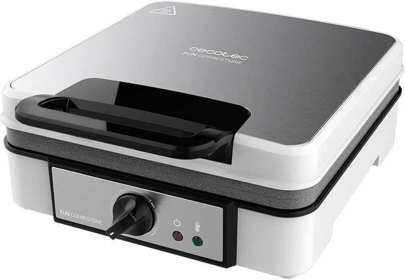 Cecotec - Waffle Maker elettrico per waffle, 4Inox 1200 W, acciaio inossidabile, 4 cialde alla volta, rivestimento antiaderente Rockstone, temperatura regolabile