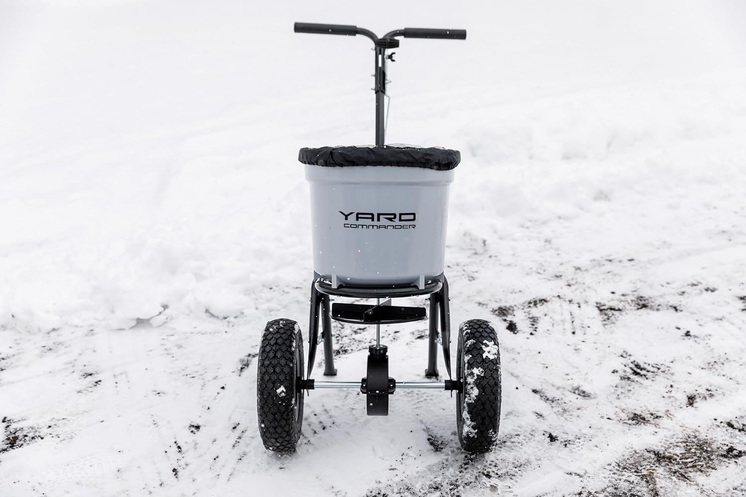 Yard Commander - Commercial 50 LB Walk-Behind Push Broadcast Spreader - 10-12 Foot Spread - Fertilizer  Ice Melt & Grass Seed - Clog Free Design - Fully Enclosed Gear Box - Adjustable Drop Rate