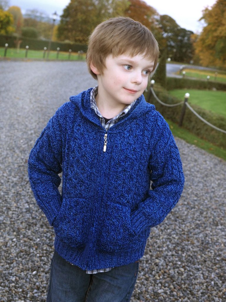 Childrens Zip Up Hoodie , Blue Marl