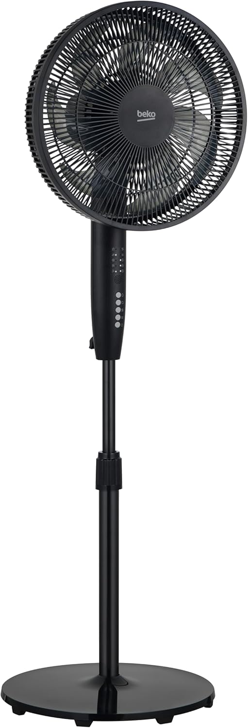 Beko - EFS5100B - Pedestal Fan, 45 W, 3 Speed, Adjustable Height and Tilt - Black, 45.2 x 40 x 135 cm