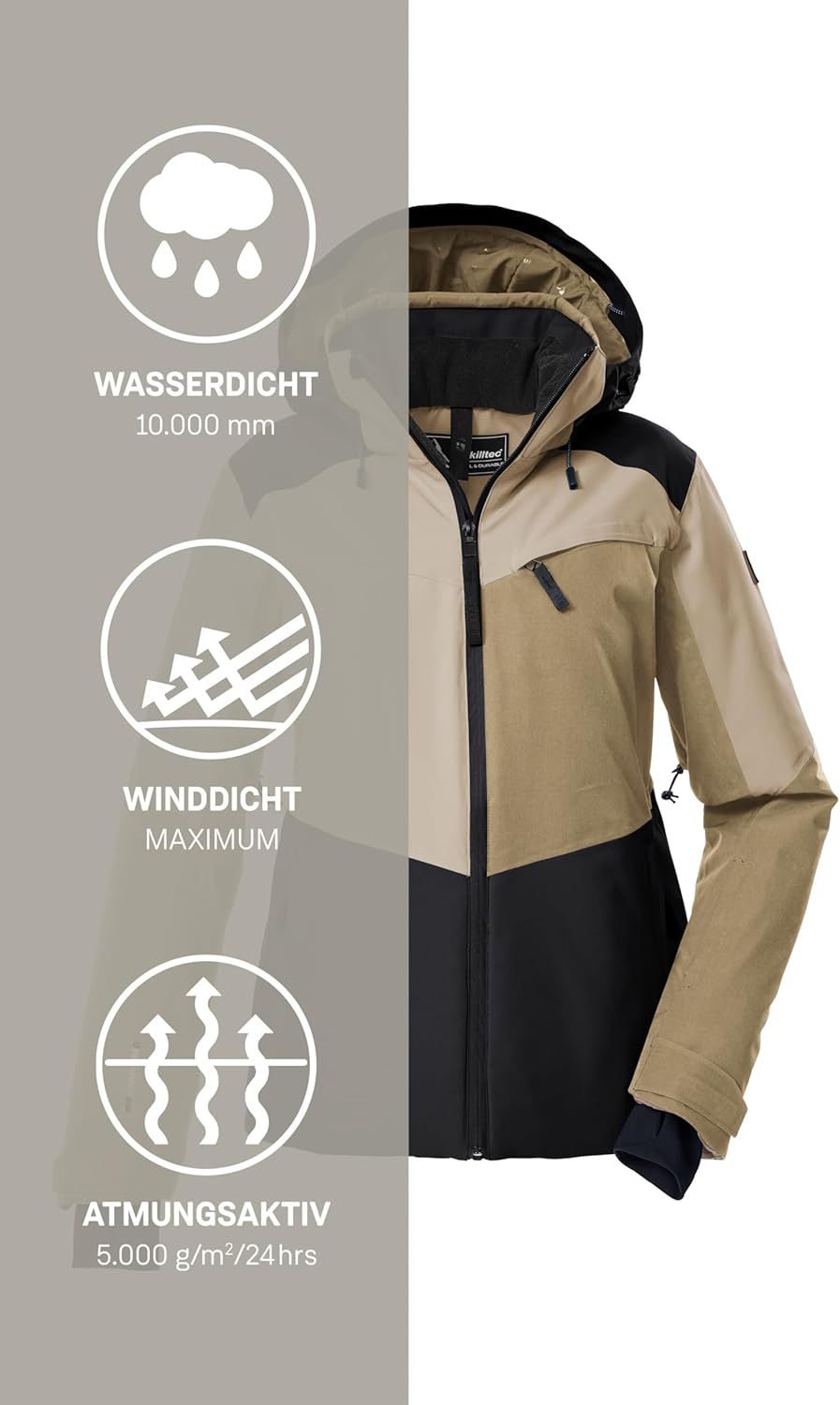Killtec Damen Ksw 39 Wmn Ski Jckt Skijacke/Funktionsjacke mit abzippbarer Kapuze, Schneefang und Unterarmventilation