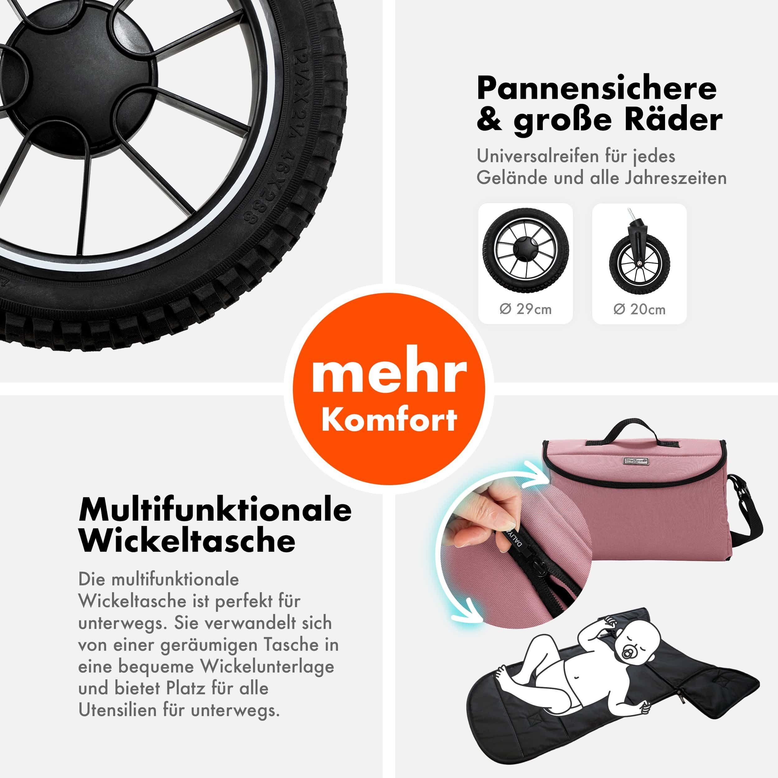 Kombi-Kinderwagen FLEXI-PRO 2in1 Kinderwagen & Buggy, Reisekinderwagen, XXL Set