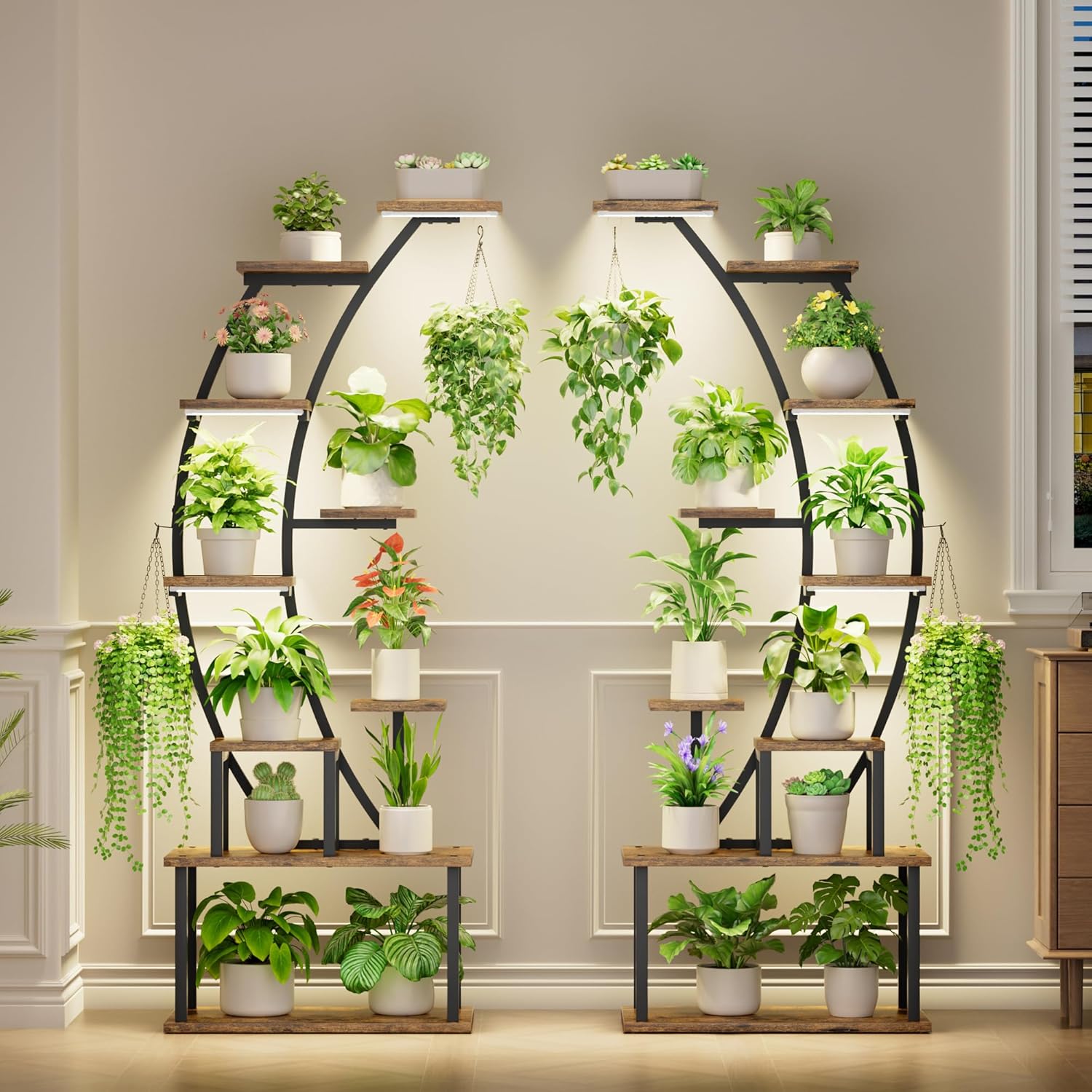 Plant Stand Indoor with Grow Lights  9 Tiered Metal Plant Shelf  64
