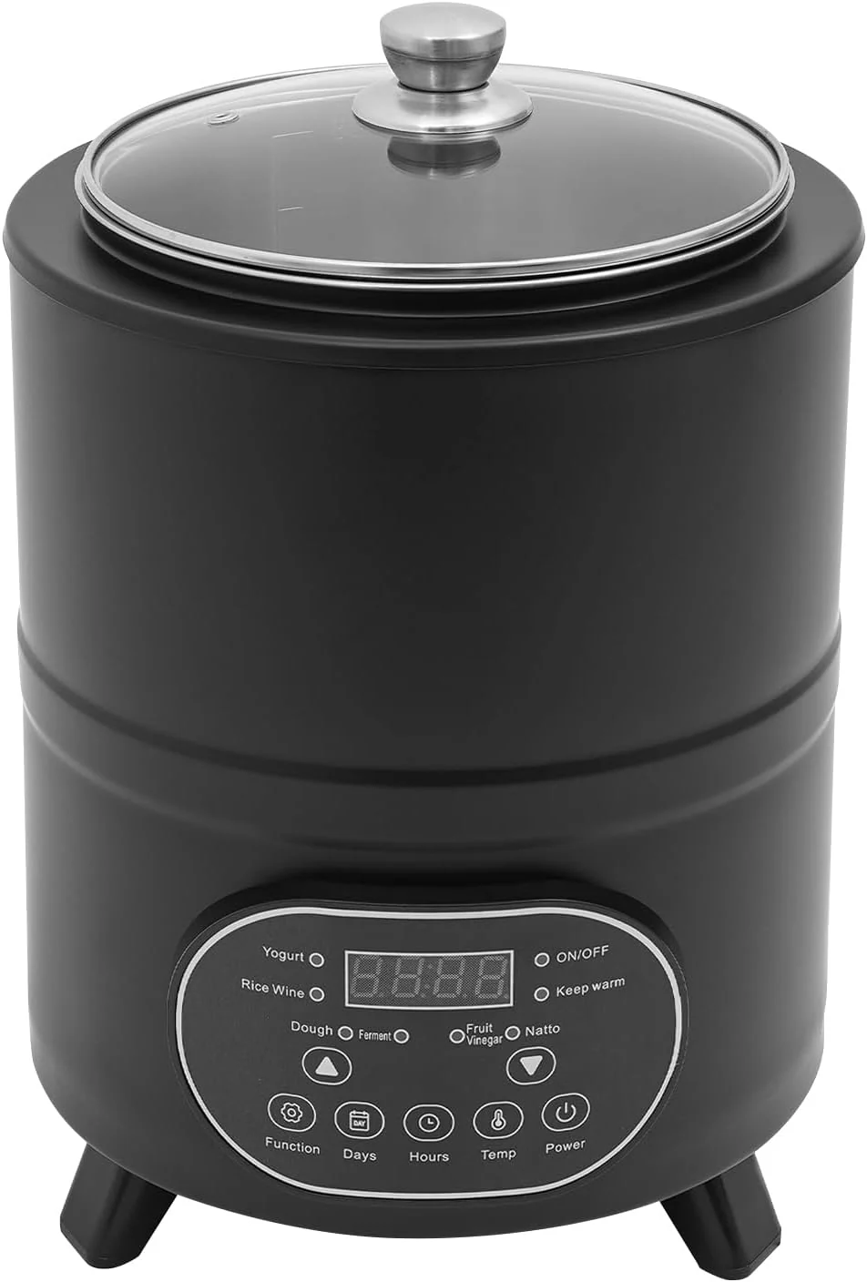 Joghurtmaschine mit 8 L Fassungsvermögen, Multifunktional Joghurtbereiter einstellbarer Temperaturbereich 25–80 °C, Gärsteuerung für Joghurt (schwarz)