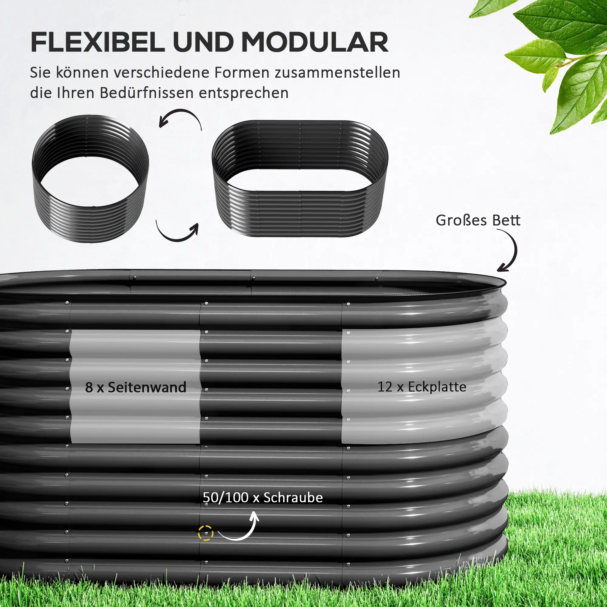 Verhoogde moestuinbak 160x80x80 cm van staal voor tuin & balkon