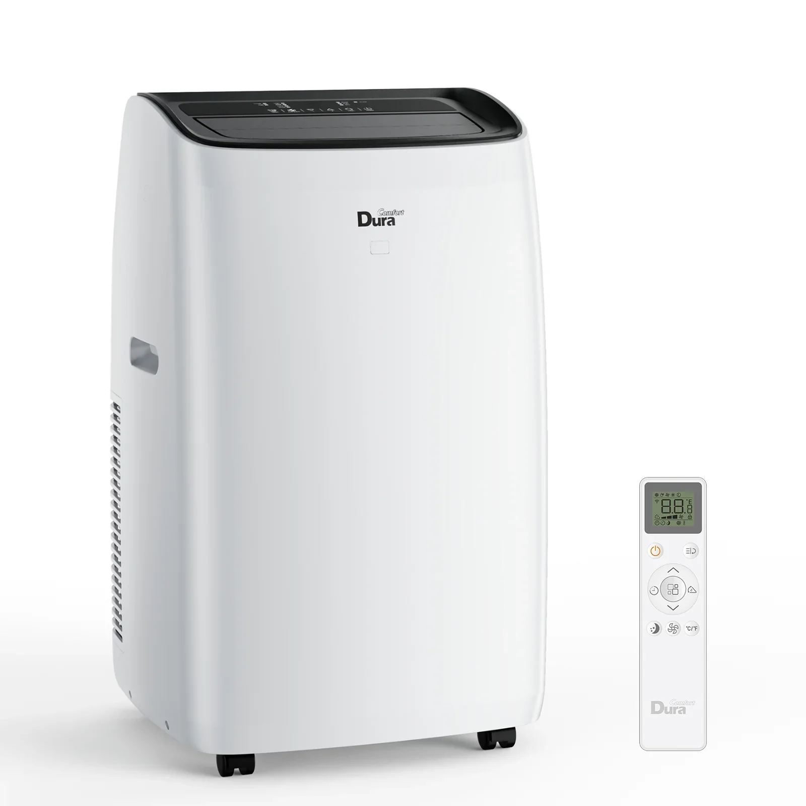 2025 Aire acondicionado portátil DuraComfort – Aire acondicionado, calefacción, deshumidificador y ventilador – 14,000 BTU (ASHRAE) / 10,400 BTU (SACC) – Hasta 450 pies² – Blanco