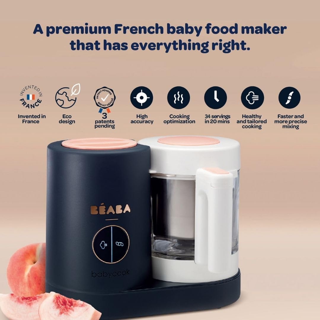 BEABA Babycook Neo Baby Food Maker, Glass & Steel, 34 Servings