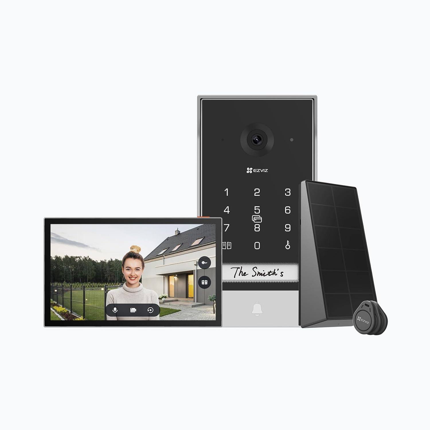EZVIZ EP7 2K Videocitofono Intelligente Connesso, Campanello Video Senza Fili, 7 Pollici Touch Monitor, Alimentazione Solare, Audio Bidirezionale, WiFi 2.4/5 GHz