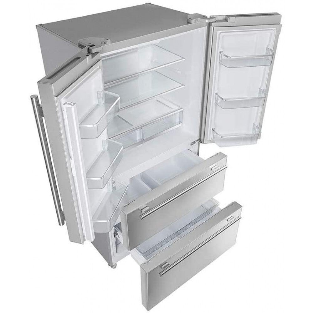 FORNO Moena 19.2 Cubic Feet Freestanding Stainless Steel 36&prime;&prime; Inch French Door Refrigerator with Ice Maker