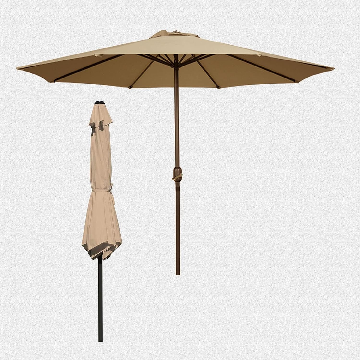 Wasserdichte Terrassen-Sonnenschirmabdeckung, Sonnenschutz für den Außenbereich, Rot, Grün, Beige, Khaki, Braun, mit Kurbelgriff, ohne Fuß, für Strände, Straßencafés, Gartenschirm, Sonnenschirm, 2,7 m