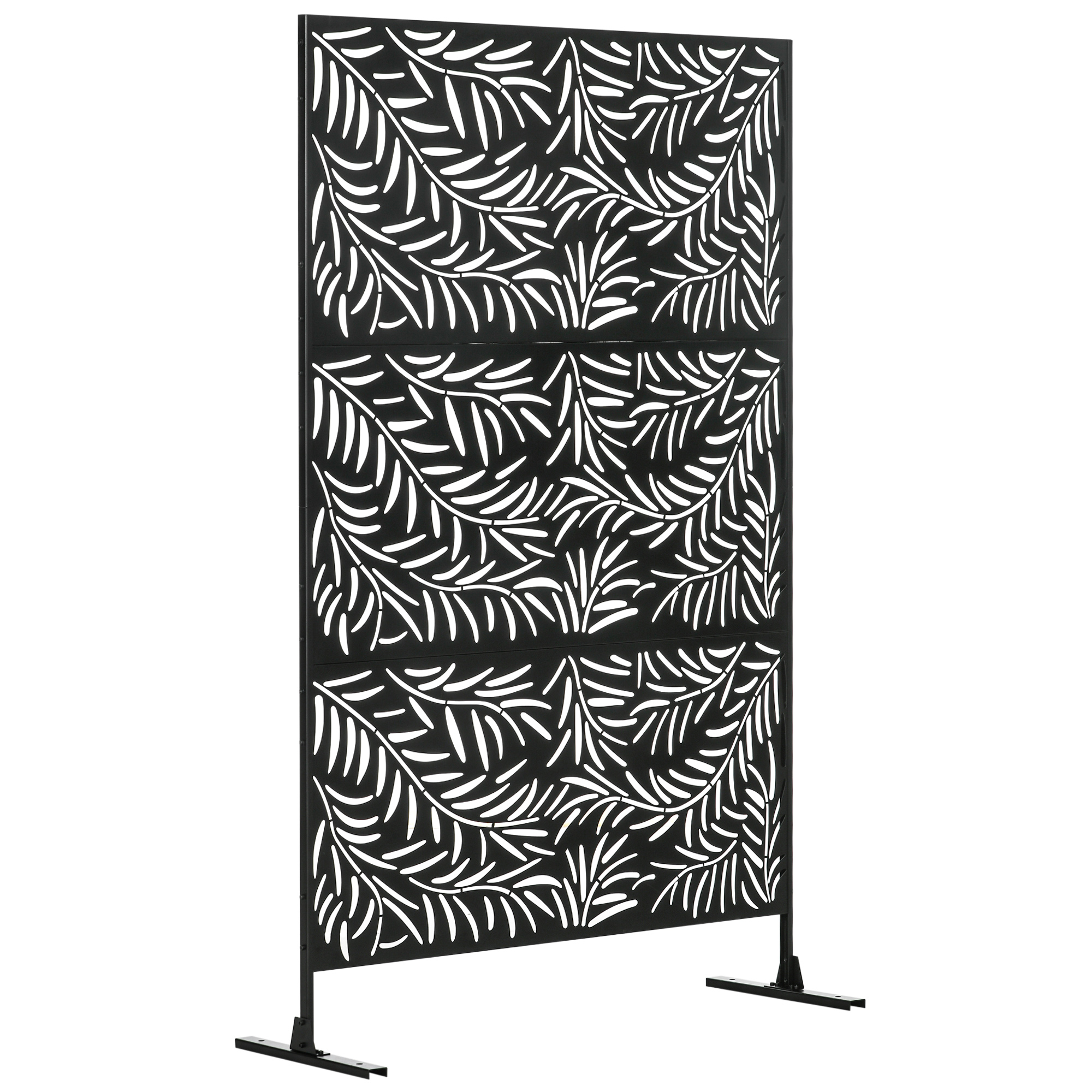 Outsunny Sichtschutzwand, wetterbeständig, Stahl, 122 cm x 45 cm x 198 cm, Schwarz